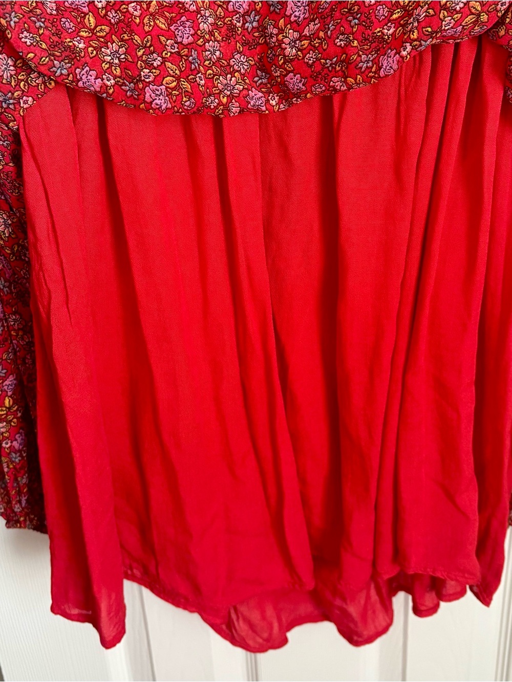 Free People Red Floral Ruffle Peasant Top/Dress - Picture 6 of 8